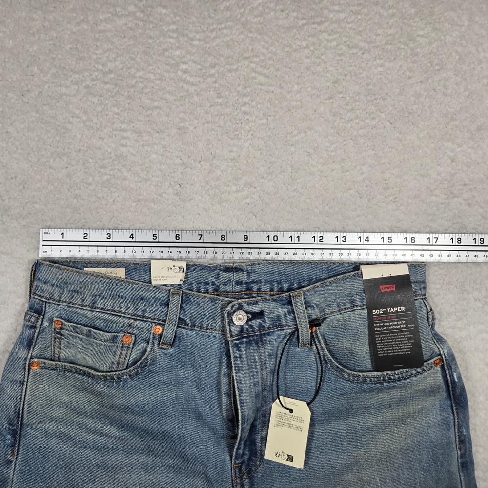 Levis 502 Taper Selvedge Denim Jeans Mens 33x34 Light Wash Cotton Hemp - Picture 8 of 9
